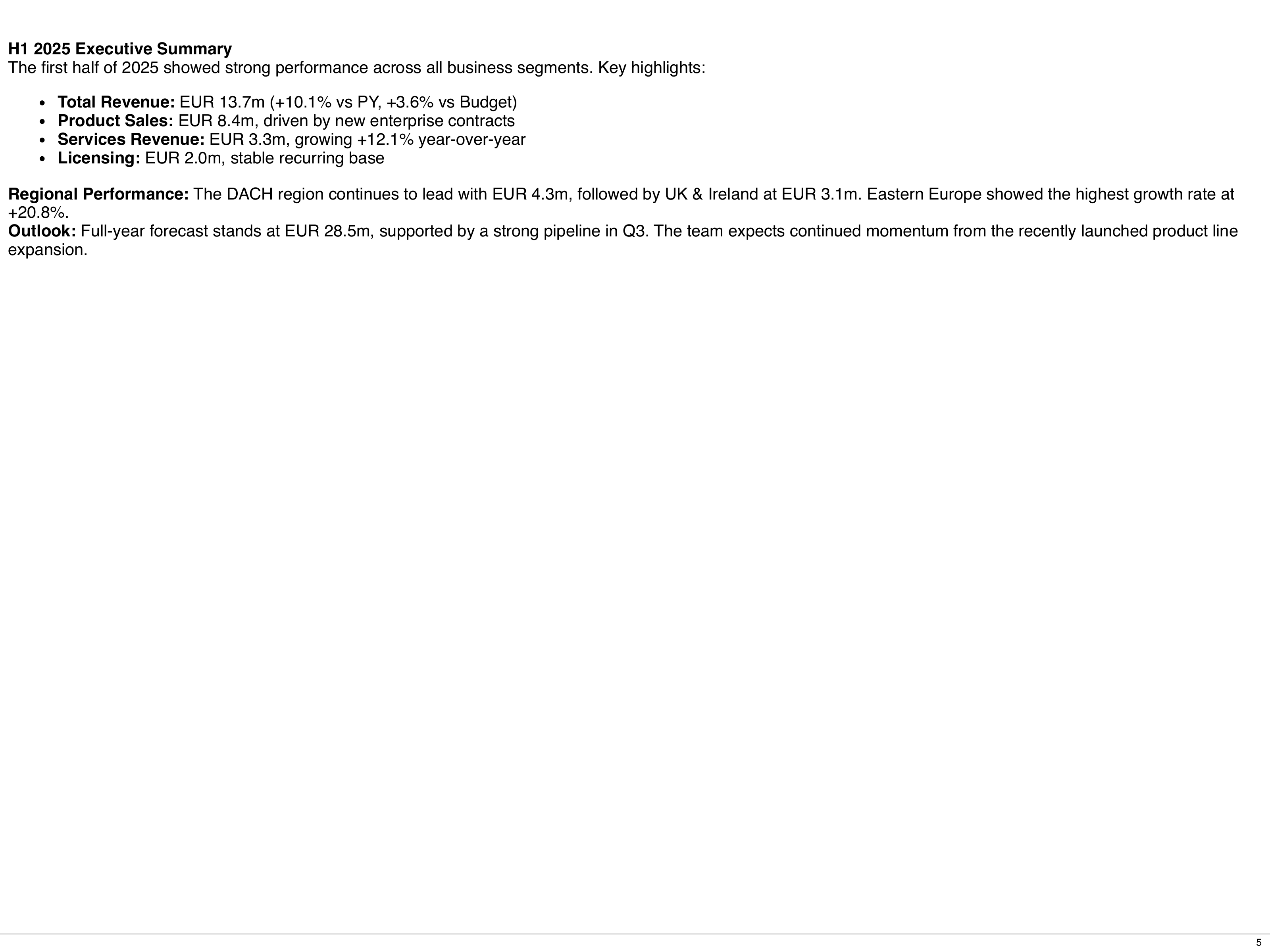 Executive Summary - rich text with Markdown formatting